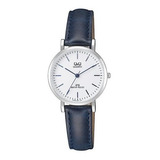 Reloj  Qyq Original  Pulso Cuero Casual Para Dama Plateado