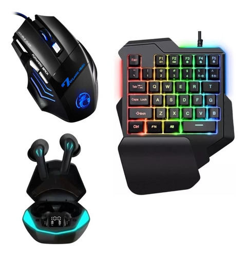 Kit Gamer Mobile Para Celular - Mini Teclado Mouse E Fone Bt