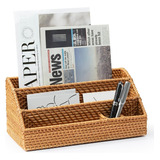 Gaiamade Rattan Office Mail Organizer, Mail Holder Counterto