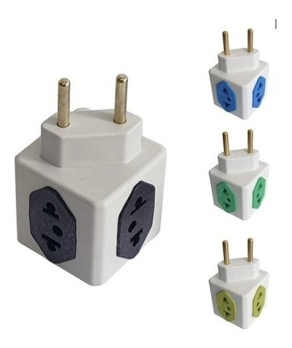 Adaptador De Tomada Cubo 3d Benjamin 3 Pinos 10a Coloridos