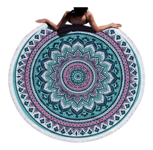 Toalla Redonda Flecos Varios Diseños Mandala 2