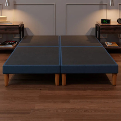 Base Cama Box Tapiz Praga Lino Azul King Size | Meses sin interés