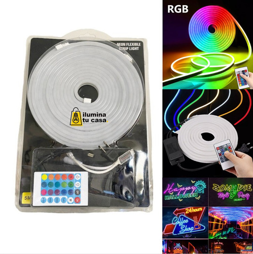 Cinta Neon Flex Rgb 5mts + Control + Transformador + Soporte