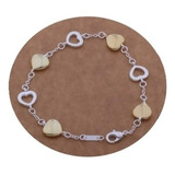 Pulsera De Corazones Eslabones Plata Ley .925