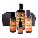  Kit Shampoo Balm Condicionador Oleo Cuidado Barba Viking