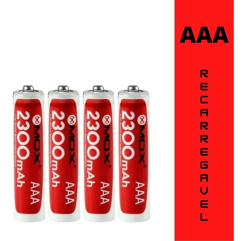 Pilha Recarregável (aaa) Palito 2300mah Mox C/4und- Pilha 3a