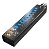 Hub Usb 3.0 De 10 Puertos Smartdelux | Led | Aluminio Negro