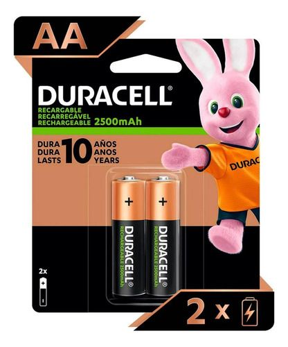 Pila Duracell Recargable Aa 2 Unidades 2500 Mah 1.2v