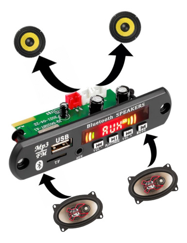 Placa Decodificadora Amplificada 80w 2x40w Usb Bluetooth Aux