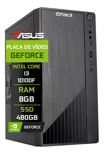 Computador Fácil Asus Intel Core I3 10100f 8gb Ssd 480gb