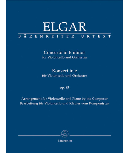 Concierto De Elgar Edward En E -minor Op 85 Celu Y Piano Edi