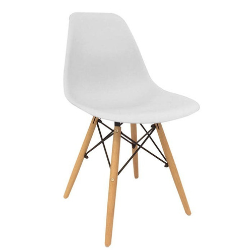 Silla De Comedor X4 Eames Pata De Madera Blanco/ Negro Unican