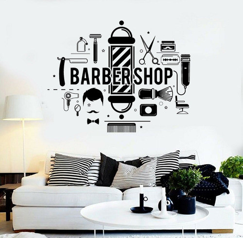 Vinilo Decorativo  Barberia Barber 60x60cm Creatuvinilo