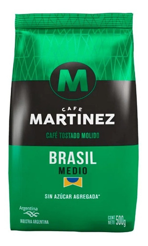Cafe Martinez Molido Tostado Brasil 500g Sin Azúcar Agregada