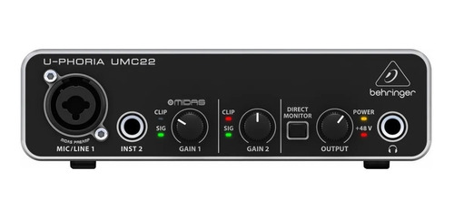 Interface De Áudio Behringer Umc22 U-phoria Usb Oficial+nf