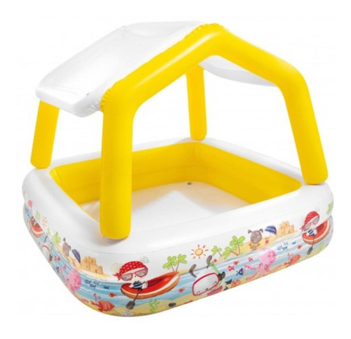 Piscina Inflable Cuadrada Intex Sun Shade 57470 De 157cm X 157cm X 38cm 295l Amarilla Y Blanca