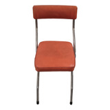 Silla Plegable De Caño Y Cuerina Naranja Vintage Oportunidad