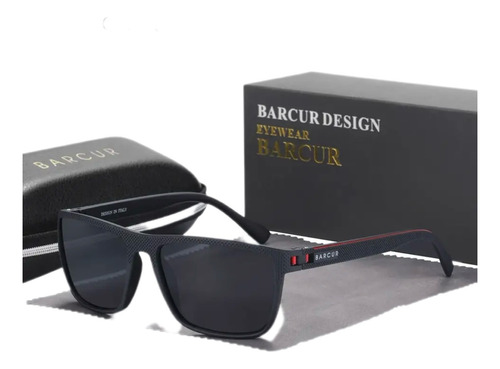 Óculos De Sol Barcur Uv400 Polarizado Original Preto Bc2139