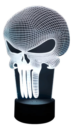 Lámpara De Mesa 3d Punisher Marvel Base Negra + Pilas