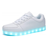 Zapato Tenis Blancos De Luz Led Deportivo Luminoso