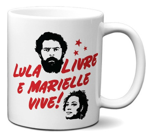 Caneca Lula Livre Marielle Vive Presente Criativo Esquerda