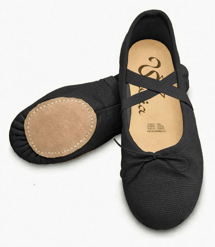 Zapatilla Ballet Media Punta En Lona Negro | Envío gratis