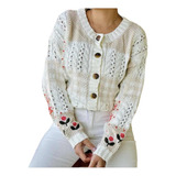 Sweater Bordado Importado Mujer Apliques Flores Chic Hippie