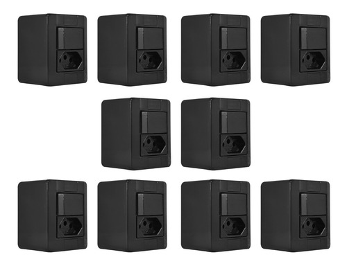 Interruptor Paralelo + Tom 20a Sistema X Modular Preta C/ 10