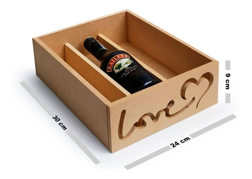 Caja De Madera Love Para Regalo O Desayuno Sorpresa Dividida