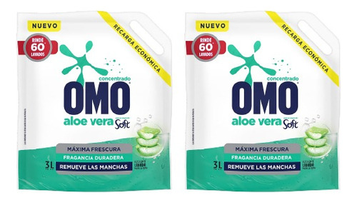 Omo Detergente Liquido Matic Doypack Con Soft 2 X 3 L