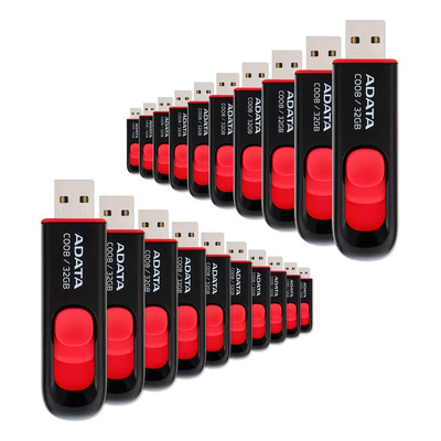 Kit 10 Memorias Usb 32 Gb Adata Ac008 2.0 Negro Y Rojo Color Negro\u002Frojo | Envío gratis