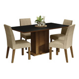 Juego Comedor Mesa Tablero Madera 4 Sillas Keila Madesa M/n