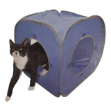 Casa Gatos Mascotas Cubo Plegable 38×38×38cm Azul. St