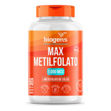 Max Metilfolato, L-metil Folato 1000mcg Por Cápsula, Forma Ativa Do Ácido Fólico, 60 Capsulas, Biogens