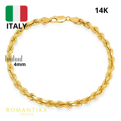 Pulso Pulsera Torzal Torsal Oro 14k Italy 18cm 4mm Color Dorado Diámetro 6 cm Largo 18 cm | Meses sin interés