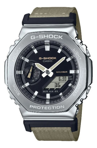 Reloj Casio G-shock Gm-2100c-5a Para Hombre E-watch Color De La Correa Verde Color Del Bisel Gris Oscuro Color Del Fondo Negro