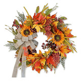 Fall Wreaths For Front Door, Sunflower Autumn Wreath, P...