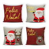 Kit 4 Capa De Almofada 42cm Estampa Natalinas Promoção Natal