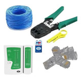 Kit 50m Cabo Rede +20 Rj45 + Alicate + Testador Cabo+9v