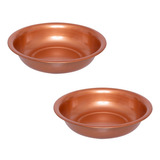 2 Bacias 35 Cm 4 Lts Aluminio Cor Cobre  Decoração Estética 