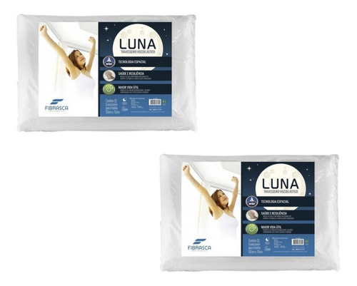 Pack X2 Almohada Luna Fibrasca Viscoelastica Sensacion Color Blanco