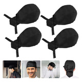 Gorro De Pañuelo De Chef, Negro, Lazos, Talla Única, 4pcs 