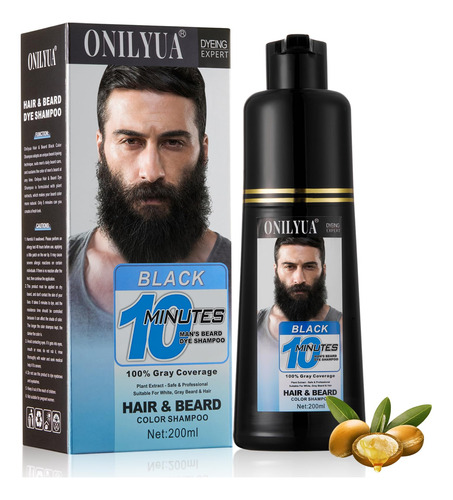 Champú De Tinte Para Barba Negro Para Hombre, Tinte De Bar.