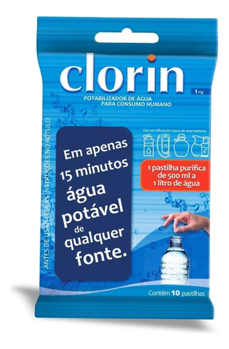 10 Pastilha Purificadora 10 Litros Água Potável Clorin