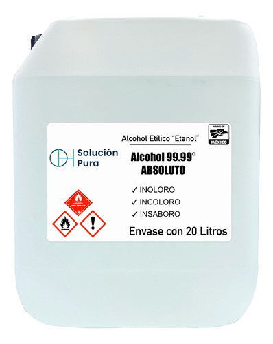 Alcohol Etílico Absoluto 99.99º Gl 20l