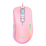 Mouse Gamer Onikuma Cw907 Negro Con Luz Rgb Color Rosa