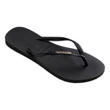 Ojota Havaianas Slim Logo Metallic Negro Plata