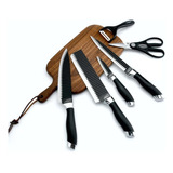 Juego De Cuchillos De Cocina X 7pcs Set En Acero Inoxidable Color Negro