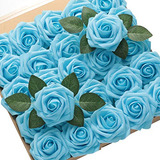 60 Rosas Artificiales De Aspecto Real - Azul 