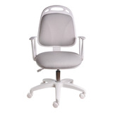 Silla Blanca Diva De Escritorio Ofice Neumática Tela Gris 